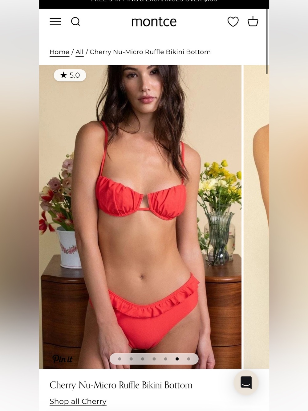 Montce Cherry Kaia Bikini Top in Cherry - Picture 2 of 6